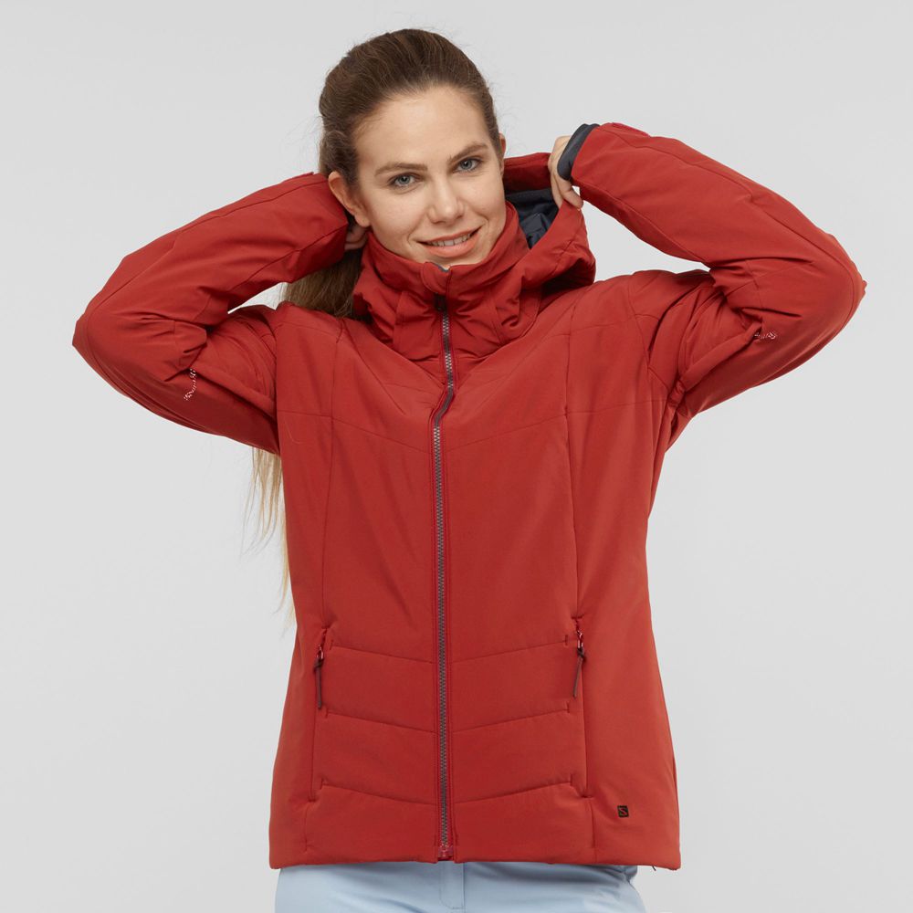 Salomon Singapore Womens Ski Jackets - PREVAIL W Red | 67105-HMPF